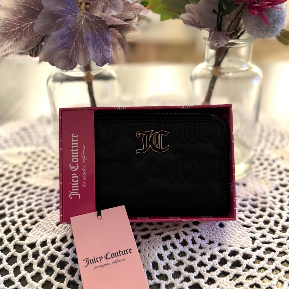 Juicy Couture Black Double Zip Wallet w/ Heart Charm – NWT - Picture 4 of 16